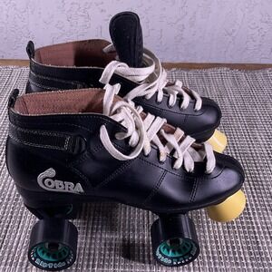 Roller Derby Cobra Speed Skates Black Raw Riptide Wheels Women Size 8